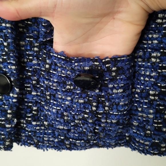 Kate Spade New York "Silver Lining" Tinsel Tweed Blazer Jacket Sz 0 Royal Blue - Picture 4 of 12